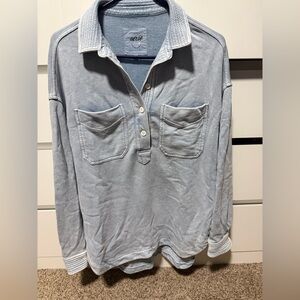 Aerie light blue Popover Polo Sweatshirt